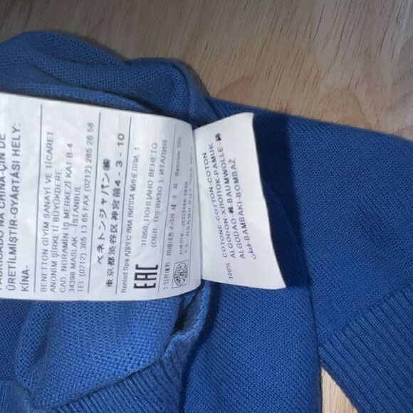 United Colors of Benetton, Blue Knit Crewneck Pullover Sweater, 12M Baby Toddler - Picture 6 of 11